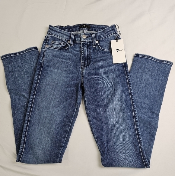 7 for all Mankind NWT Size 23 Kimmie Denim High Rise Straight Leg Jeans - Picture 2 of 12